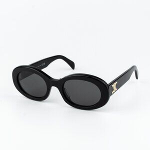 Celine TRIOMPHE Women Sunglasses Black Smoke Oval CL40194U 01A NEW AUTHENTIC